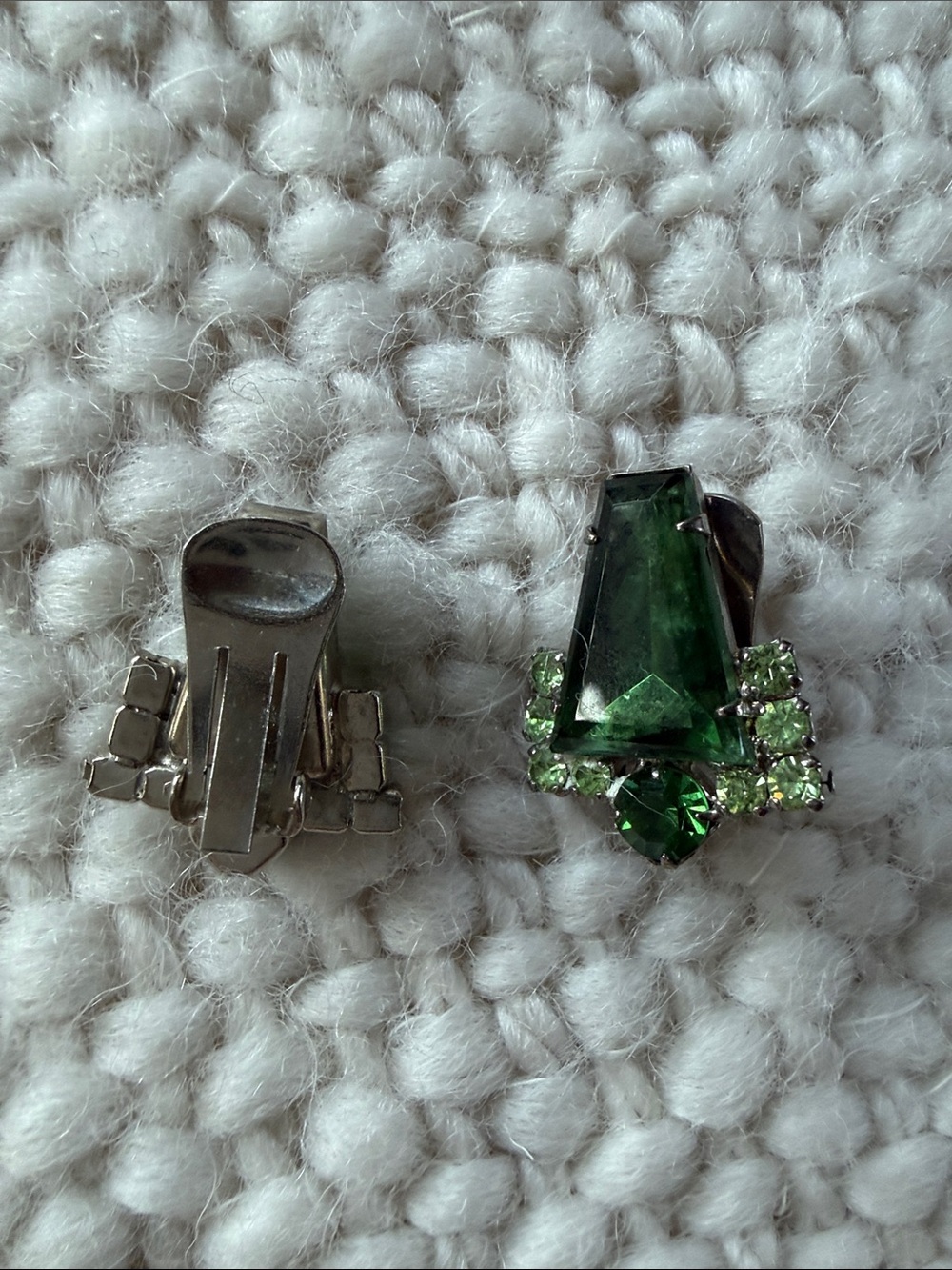 Emerald Green Crystal Clip-On Earrings - Picture 2 of 3